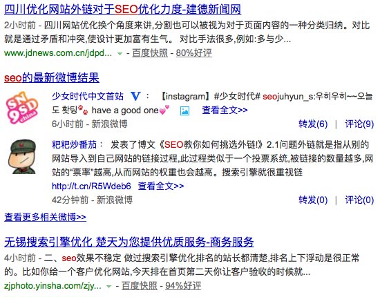 百度SEO搜索結果