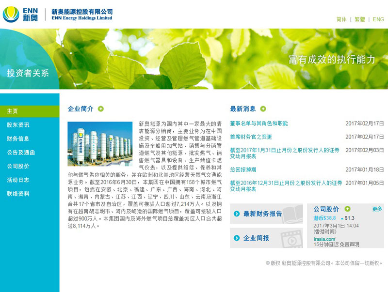 新奧能源控股公司網頁制作案例
